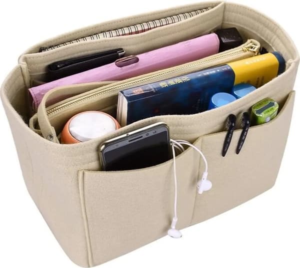 Filt Håndtaske Organizer Pung 1 stk 22x13x14cm Indvendigt Rum til Tasker Over 22cm