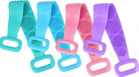 Dobbeltsidet silikone rygskrubber 72 cm lilla