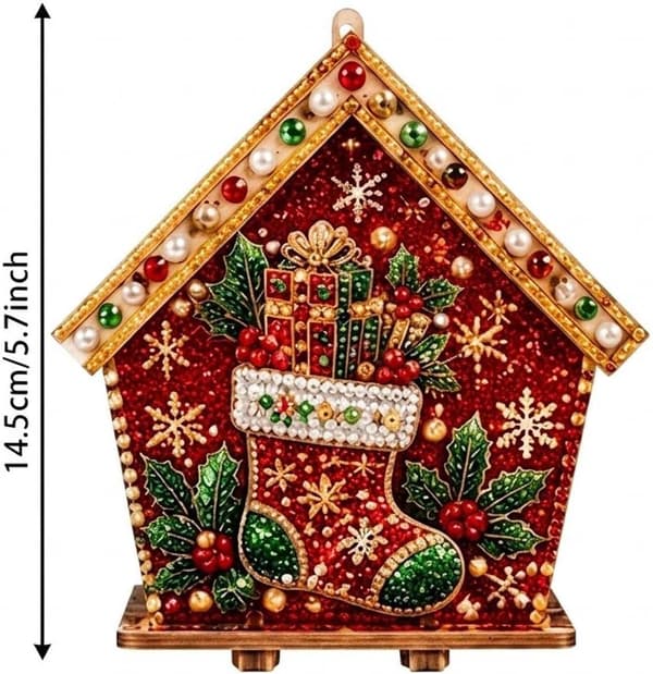 DIY 3D Diamantkunst Julehus Sæt Julepynt Håndværk til Voksne Pyrenk DIY 3D