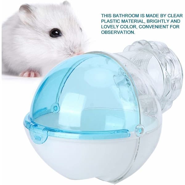 Blå Hamster Sandbad Sfär Extern Bur Sandlåda Behållare Guldhamster Putsning 1 st