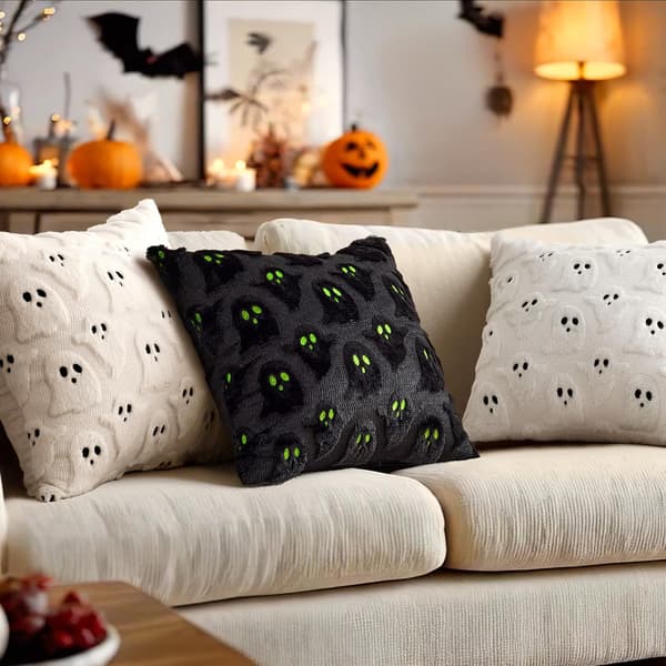 MIULEE Sæt med 2 sorte Halloween spøgelsespudebetræk 45x45 cm Set of 2