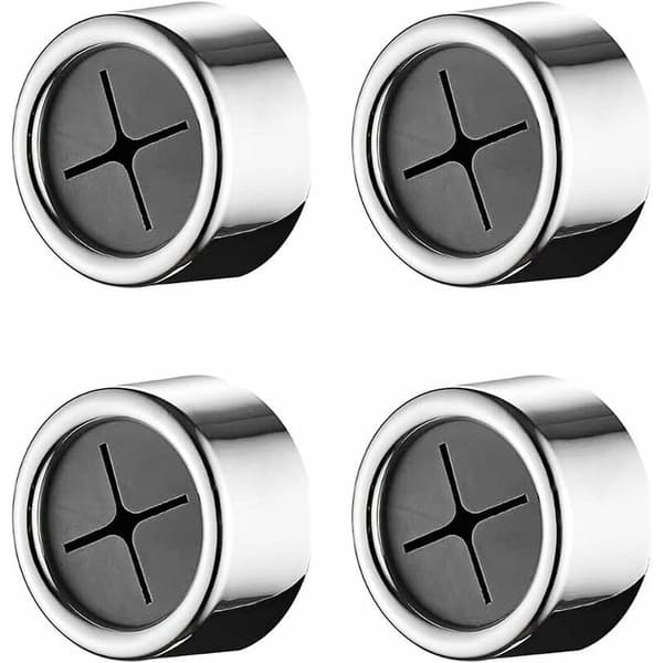 Självhäftande rund handduksplugg 4 st kromring grå silikon push-in klämma design 4 st