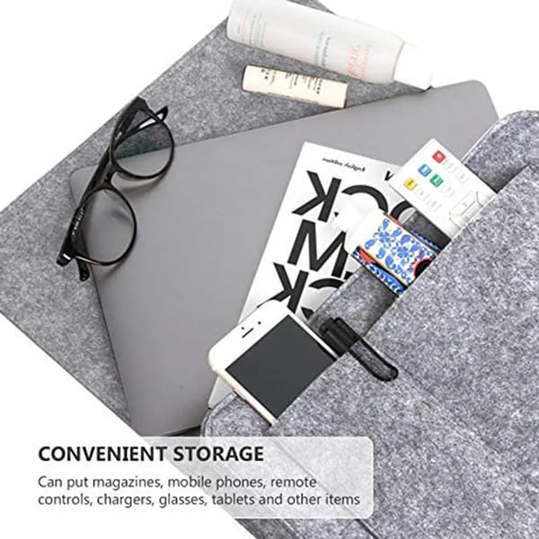 Sengekant Caddy Lysegrå Filt Sofa Side Organizer Magasinholder Soveværelse