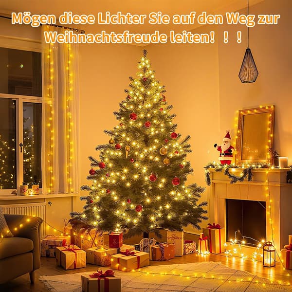 20M 200LED Varm Hvid Julelyskæde Timer 8 Tilstande Vandafvisende 20 m 200