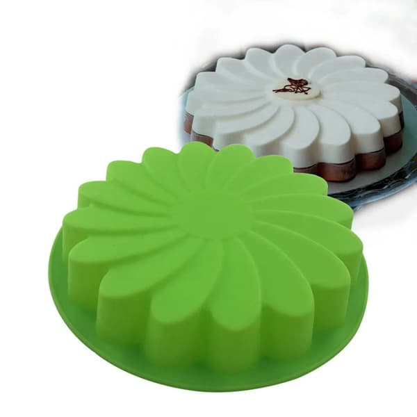 3D Silikon Kakeform Blomst Matkvalitet Rund 23 cm Fondant Sjokolade Dekor