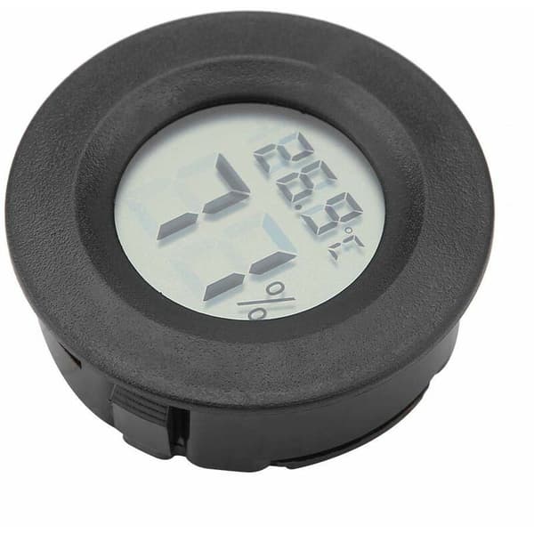 Rund Mini Digital Hygrometer Termometer Snabbavläst Kylskåpsvitrin Svart 1 st