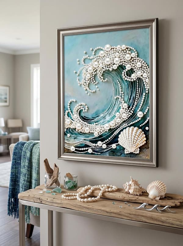Wave Perle Diamond Art Sæt til Voksne 5D DIY Håndværk Vægdekoration 成人5D 钻石艺术珍珠绘画套件,DIY 波浪钻石艺术套件