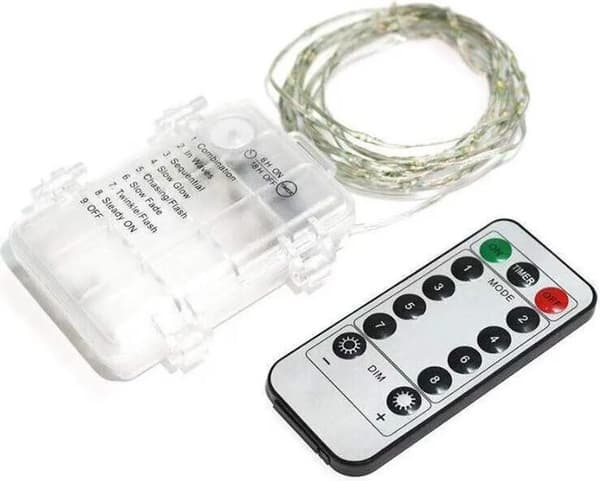 Batteridrivna ljusslingor 10,3 m 100 LED Varmvit Fjärrkontroll Timer IP65 Inomhus Utomhus