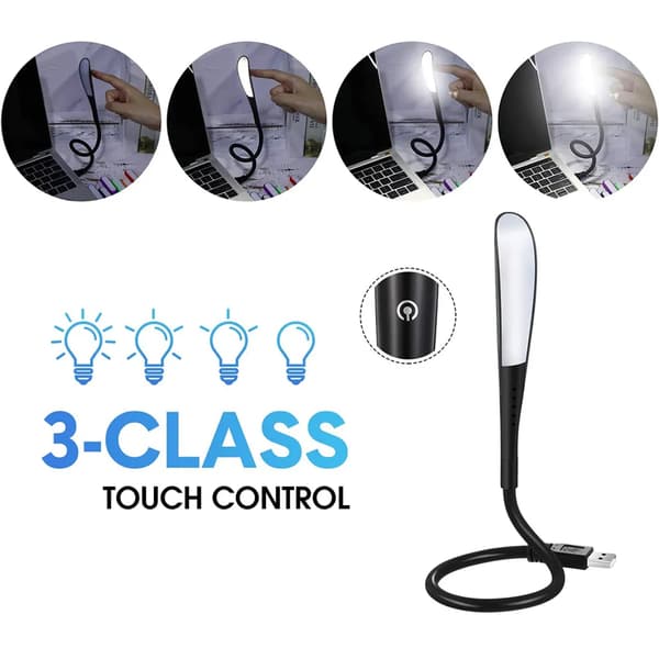 USB Fleksibel Lampe Plus Mini Lys 4-pak 14 LED'er 3 Niveauer Bærbar Powerbank