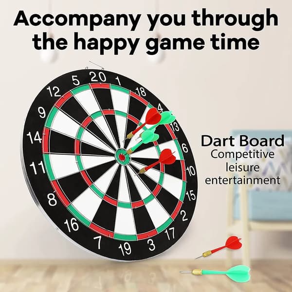 15 tommer flocket dartskive dobbelt ansigt med 6 stålpile hjemmebarspil