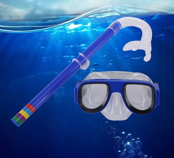 Dykmaskset för barn Panoramavy Snorkel PS ABS Blå Kompatibel ålder 3-9