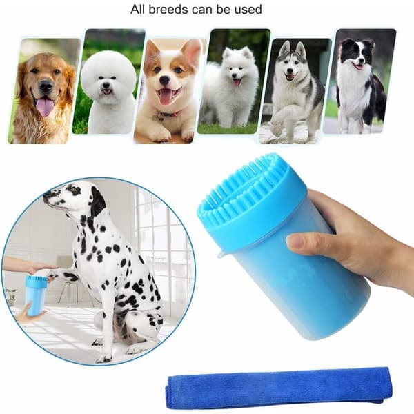 Blå Medium Bärbar Silikon Hundtassrengöringskopp Mjuk Borstfoder För Hundar Utomhus 1 St