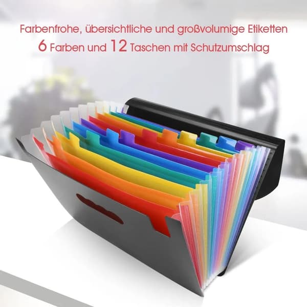 A4 Utvidbar Mappemappe 12 Lommer Elastisk Lukking PP Vanntett Dokumentorganisator