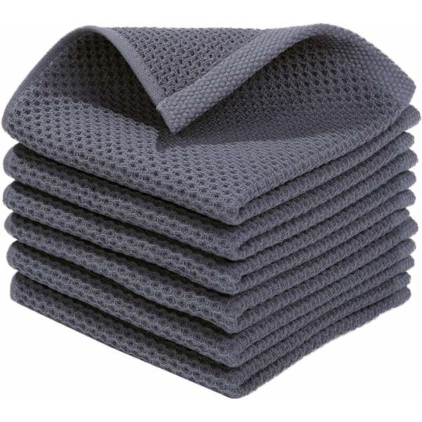Mörkgrå våffelkökshanddukar 6 st bikakeabsorberande dukar ca 32x32cm 6 st