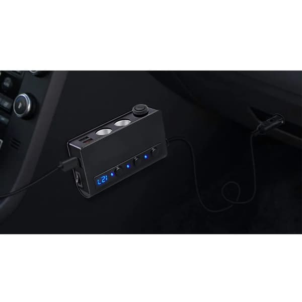 3-stik bil cigarettænder splitter med 4 USB-porte 12/24V ca. 200W total effekt sort telefon tablet GPS