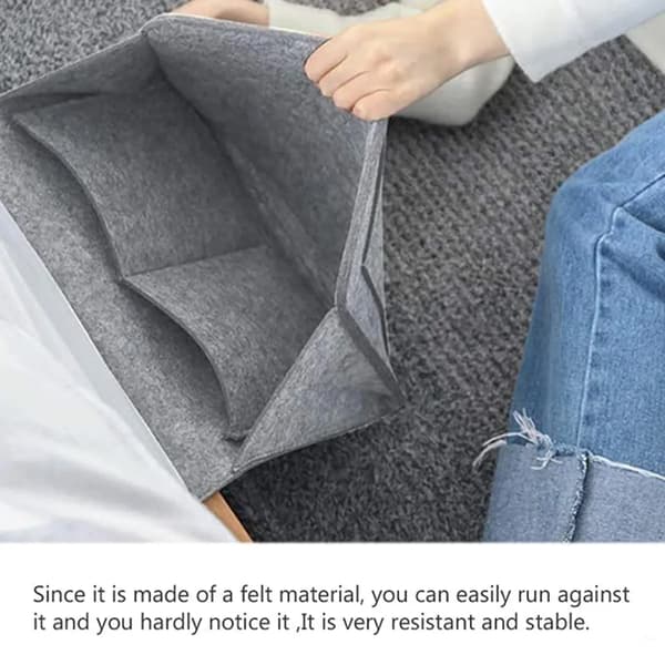 Sengekant Caddy Lysegrå Filt Sofa Side Organizer Magasinholder Soveværelse