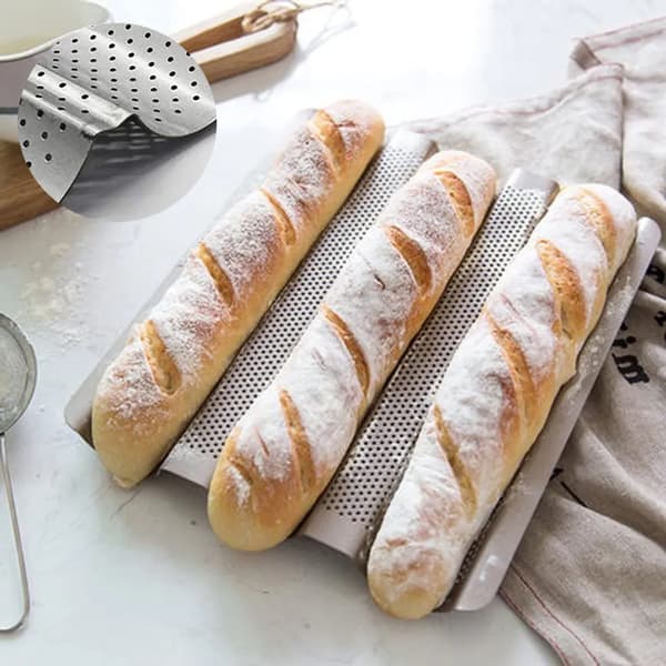 Baguettebageform Nonstick Perforeret Sølv 38.5x33.5x7.3 cm Bager 4 Franske Flutes