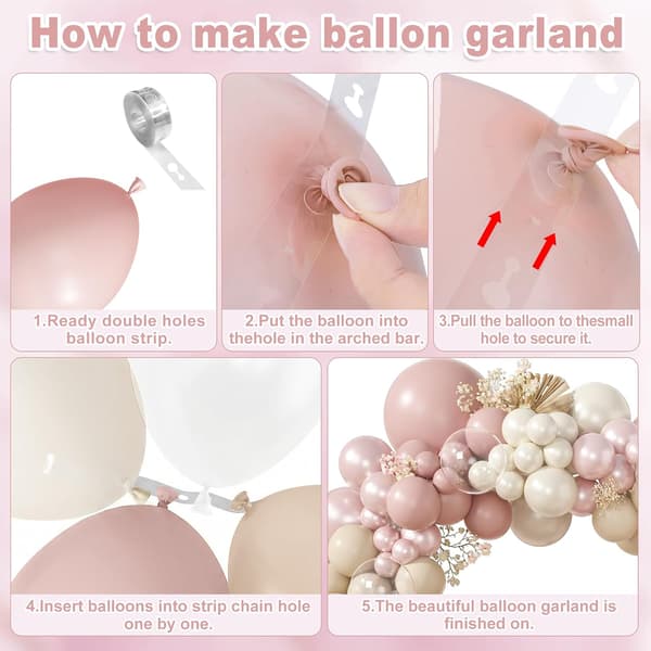 173 STK Perle Pink Hvid Ballon Bue Sæt Boho Brudebad Bryllup 173 pcs