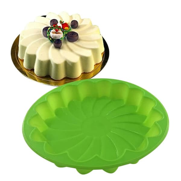 3D Silikon Kakeform Blomst Matkvalitet Rund 23 cm Fondant Sjokolade Dekor