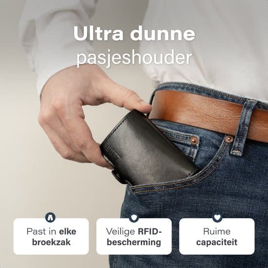 Kortholder 10 Pladser RFID Blokerende PU Læder Sort Unisex LUFT Pasjeshouder Tot