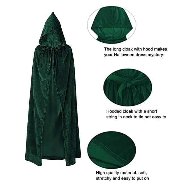 Halloween hettekappe L grønn sateng vampyr trollmannskappe karneval cosplay
