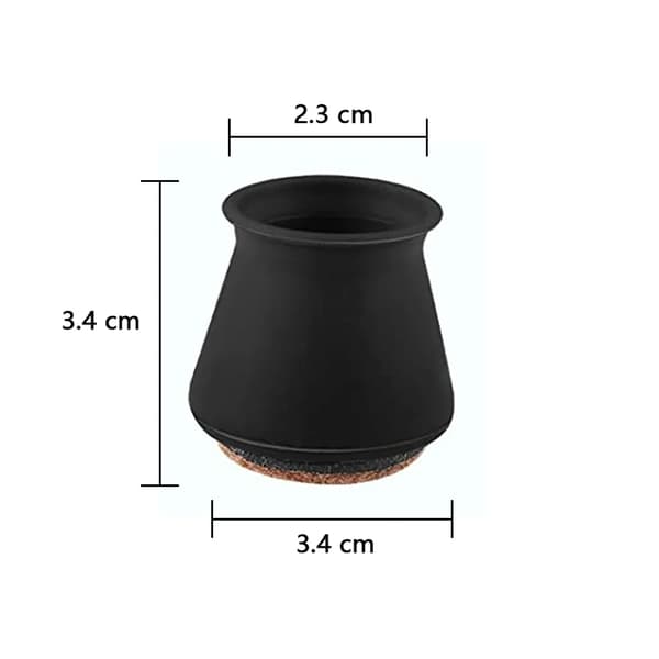 Silikone stolebenshætter 16-pak runde sorte passer til 3-4,5 cm diameter gulvbeskyttelse