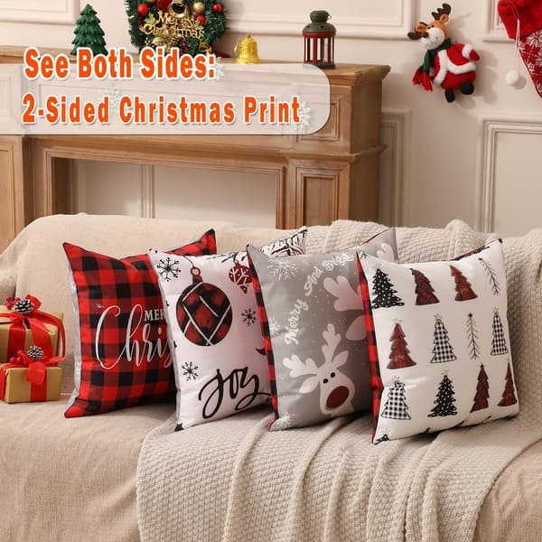 Julkuddfodral 18x18 4-pack Dubbelsidiga för Juldekoration 4 pcs
