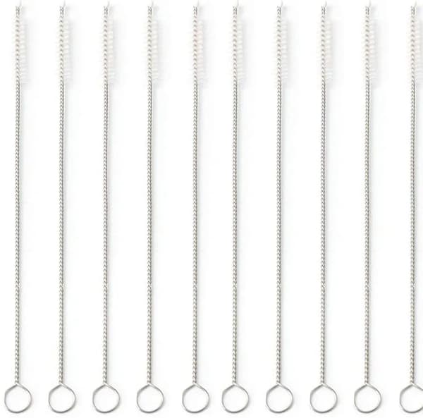 10 stk 304 rustfritt stålhåndtak nylonbust lang rørkost 10 pcs