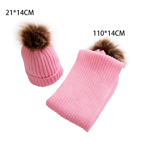 Vinterlue og skjerf for barn, prinsesse, 2-delt, fleecefôret, 1-4 år, rosa