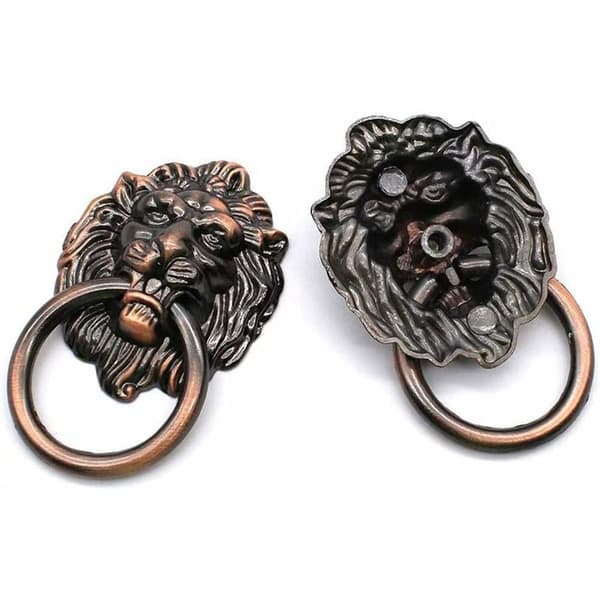 Antik brons lejonhuvud ringhandtag 8 st Vintage skåpslåda handtag Retro 8 st
