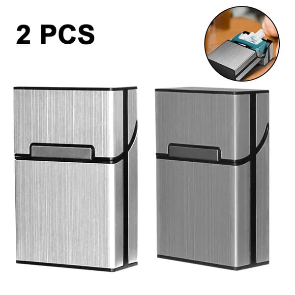 Cigarettfodral i metall, aluminiumlegering, magnetlås, ca 60×90×27 mm, silver Metal Cigarette Case