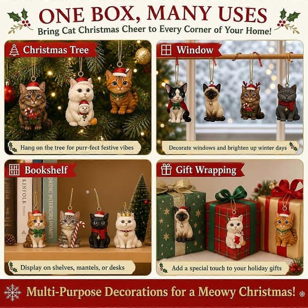 Julekalender, 24 PVC 3D Killingeophæng, Katte samlefigurer Christmas Countdown Advent
