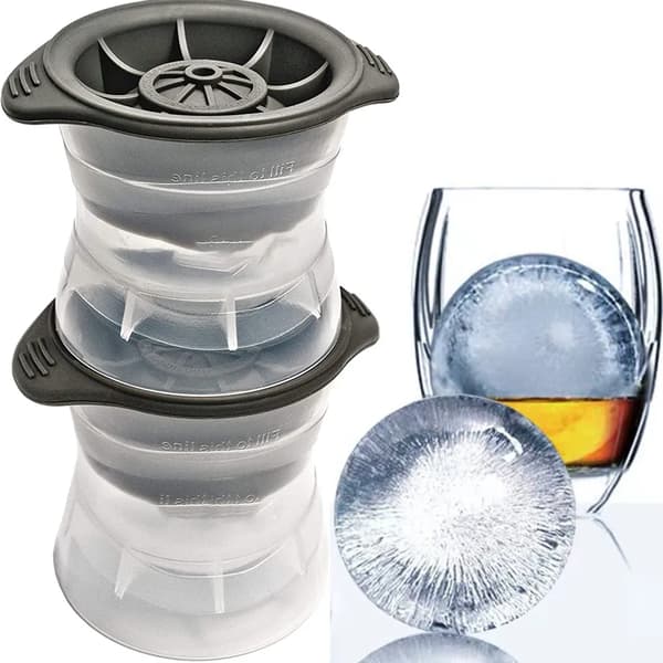 Isform til runde jumbo-iskugler - 6 cm diameter - 2-delt sæt - Silikoneisbakker