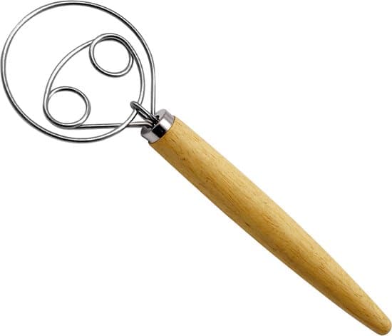 Dansk deigvisp, 2 ringer, rustfritt stål + trehåndtak