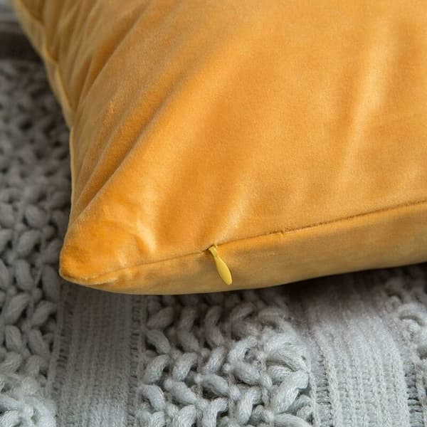 Orange Gul Sammet Kuddfodral 2-pack 40x40cm Dold Dragkedja Utan Innerkudde Soffa Sovrumsinredning Set