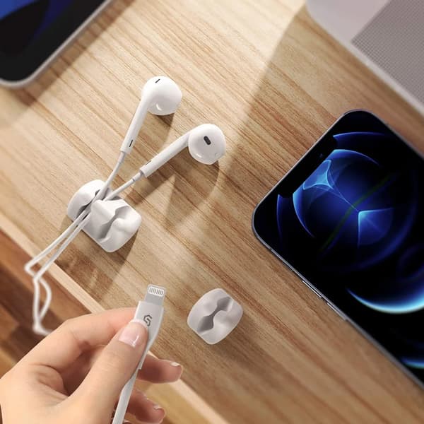 5 stk. multifunktionelt kabelstyringssæt til skrivebord, strømkabel, USB-opladerkabel, lydkabel osv.