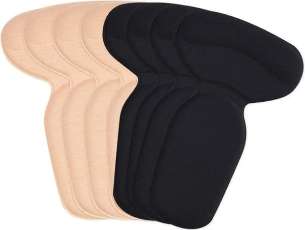 Hälkuddeinlägg 4 par Memory Foam Starkt Grepp Högklacksskydd Svart Beige