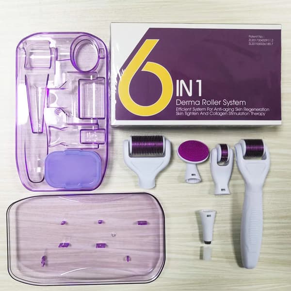 6-i-1 Microneedle Derma Roller för ansiktsvård, anti-rynk, bristningar, håravfall