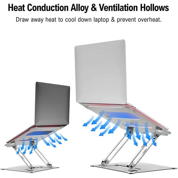 Laptopstativ, Ergonomisk Design, Avtakbart Notatbok-PC-stativ for Kontorbord, Sølv