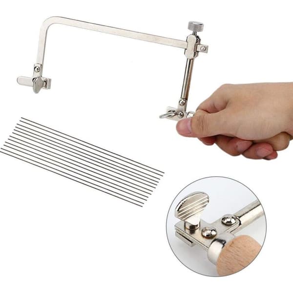 Smyckeslövsågssats Justerbart trähandtag med 12 blad Handskärningsverktyg