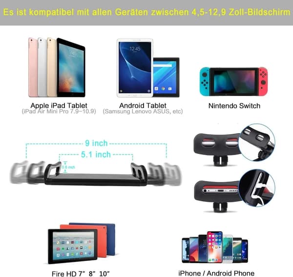 Tabletstativ 360° roterende med robust aluminiumsarm til iPad, tablet, telefon