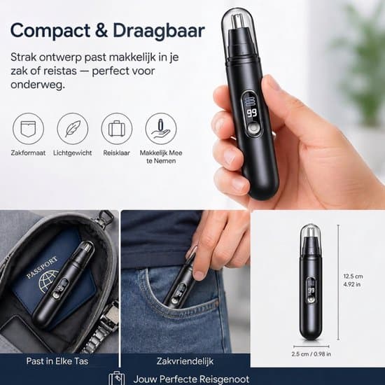 Elektrisk næsehårstrimmer ørehår USB genopladelig sort