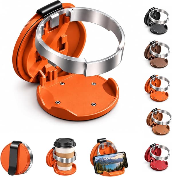 Multifunktionel Sammenklappelig Bildør Kopholder, 2-i-1 Drikke- og Telefonholder, D Multifunctional Foldable Car