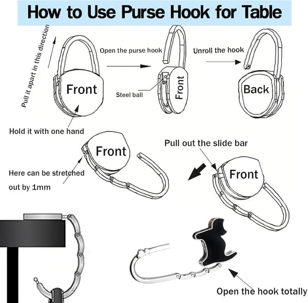 Vikbar väskkrok för bord, bärbar väskhängare PJY Foldable Purse