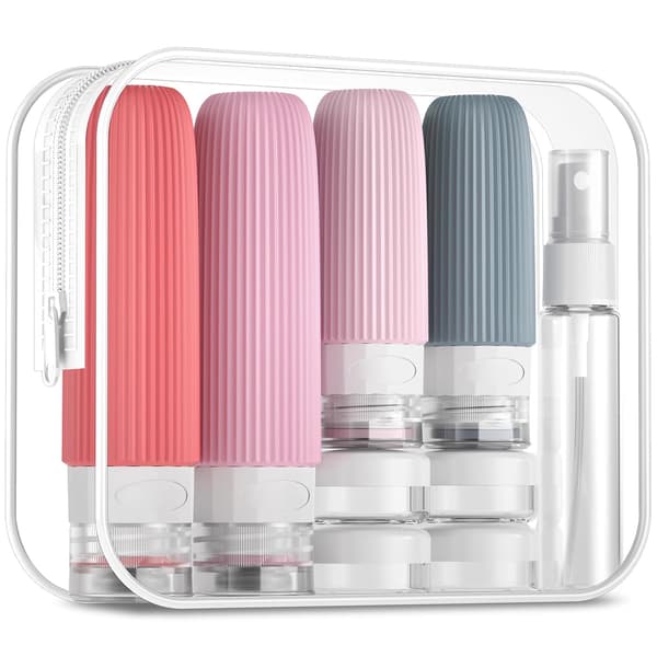 16-pack reseflaskset, TSA-godkända läckagesäkra silikonbehållare med burkar, sprayer och necessär Mrsdry 16 Pack