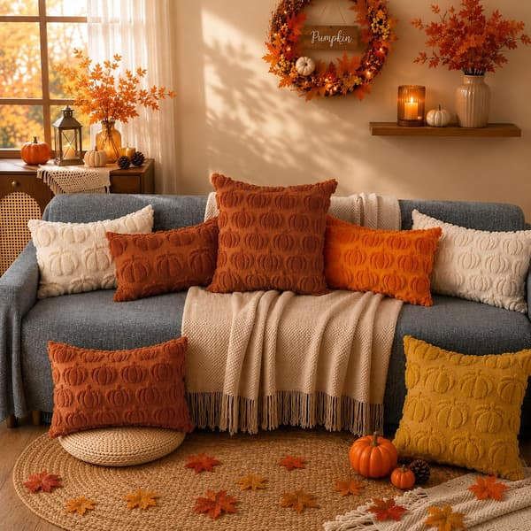 DFXSZ Höstkuddfodral 12x20 Beige Stor Pumpa Dekor DFXSZ Fall Pillow
