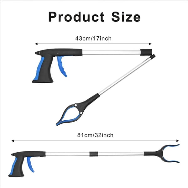 Sammenklappelig gribearm, 360° roterende greb til ældre, aluminiumslegering, 85 cm lang, saml genstande op uden at bukke dig
