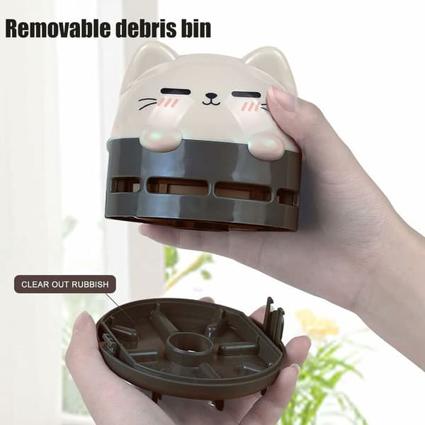 Mini USB Skrivbordsdammsugare Brun Kattdesign 1 st