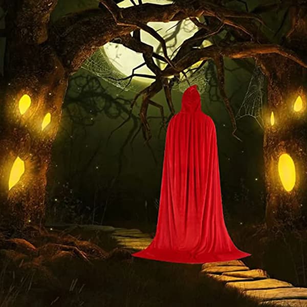Halloween Hætte Kappe S Rød Satin Vampyr Troldmand Kappe Karneval Cosplay