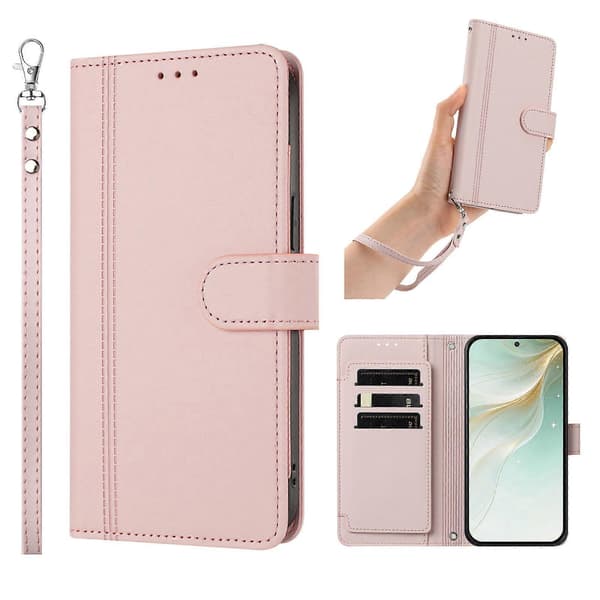 Plånboksfodral kompatibelt med iPhone 16e / 17e, 9 kortplatser, PU-läder, vikbart stativ, 16 cm rem Compatible For iPhone